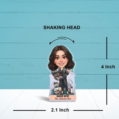Personalized Makeup Artist Bobblehead Caricature Home & Office Décor for Stylists & Beauty Professionals  Gift for Birthdays or Salon Grand Openings  Battery Powered Moving Head